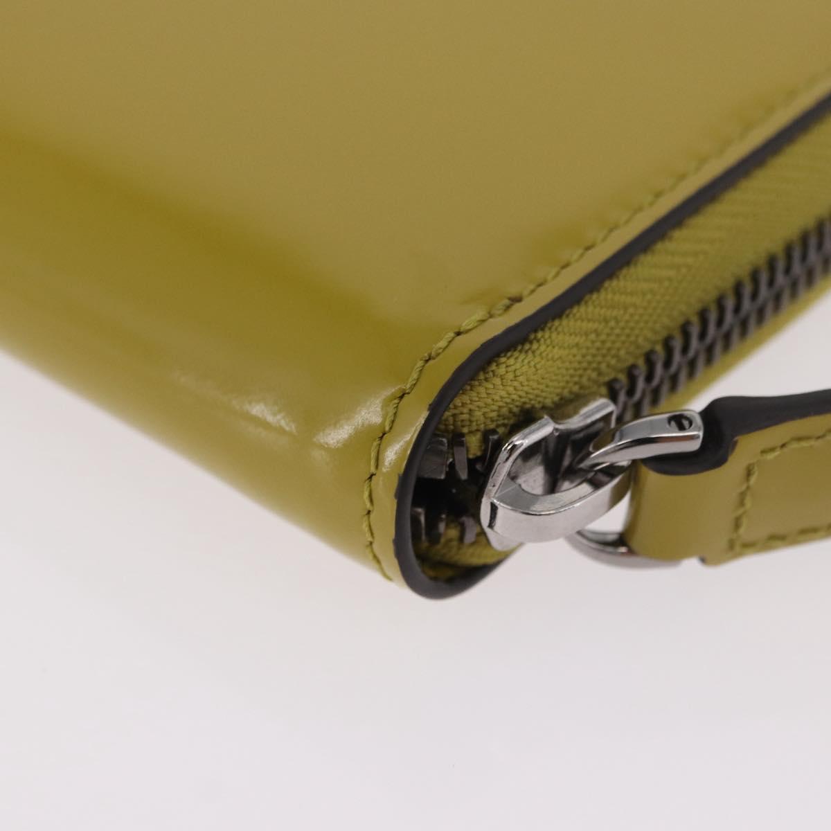 GUCCI Wallet Patent leather Green Silver 817375 Auth BA13847V