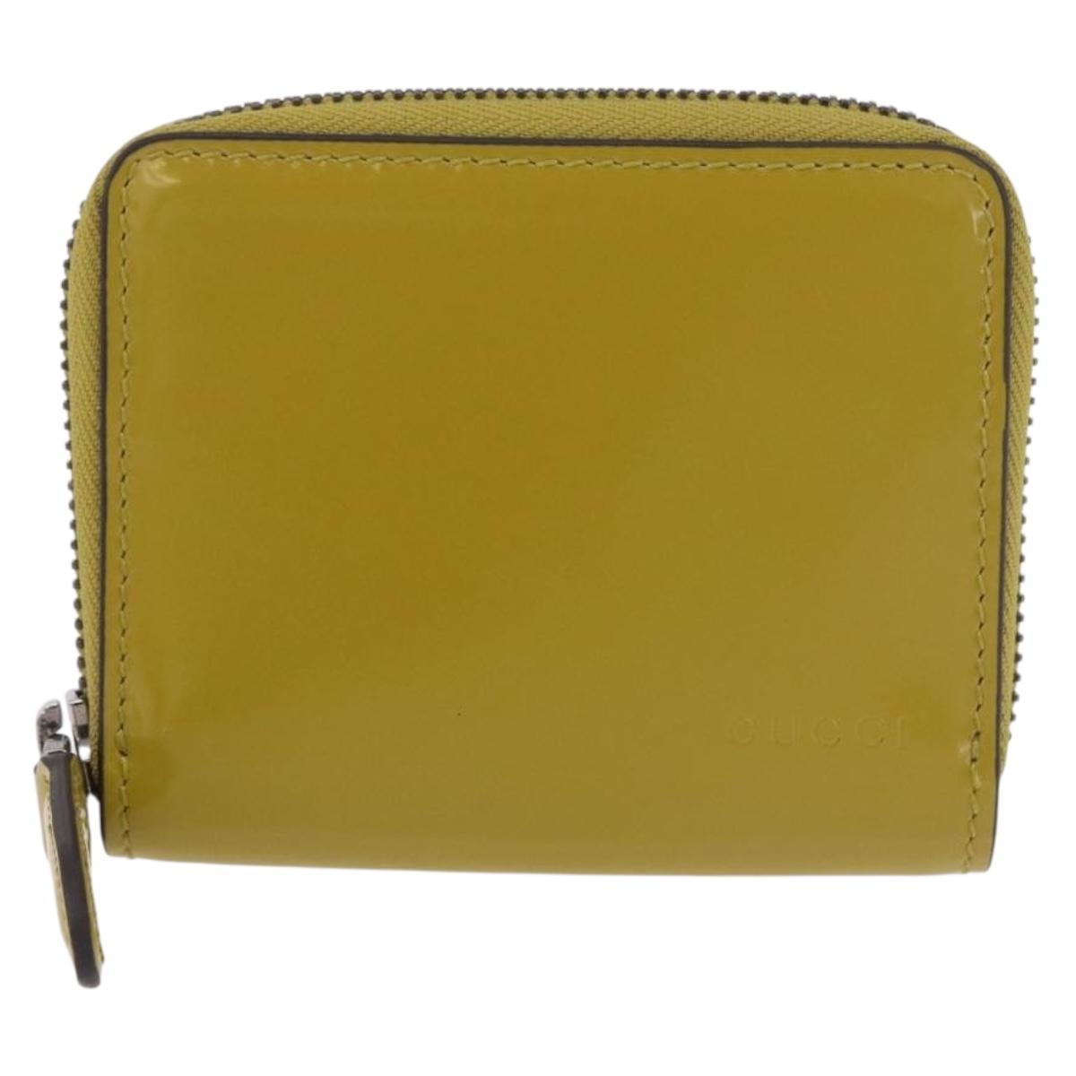 GUCCI Wallet Patent leather Green Silver 817375 Auth BA13847V