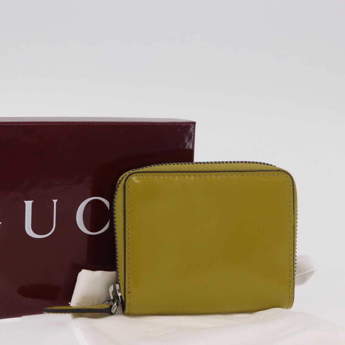 GUCCI Wallet Patent leather Green Silver 817375 Auth BA13847V