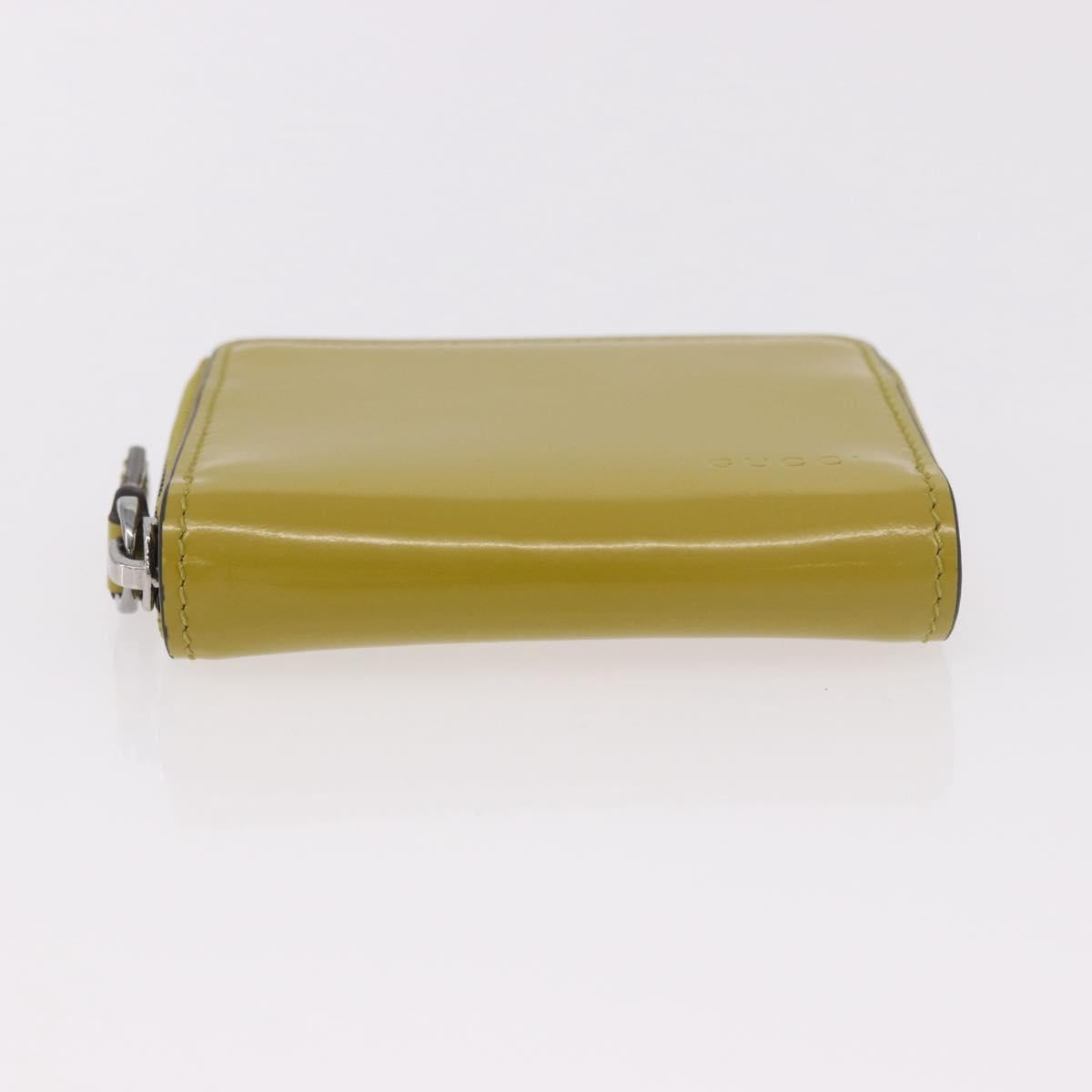 GUCCI Wallet Patent leather Green Silver 817375 Auth BA13847V