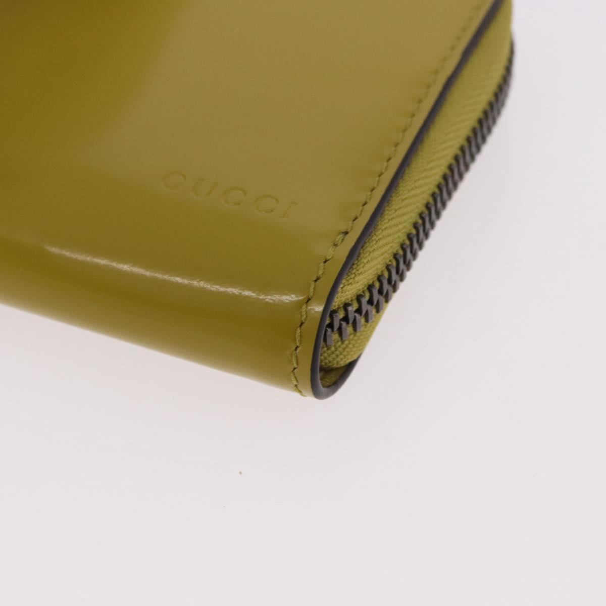 GUCCI Wallet Patent leather Green Silver 817375 Auth BA13847V