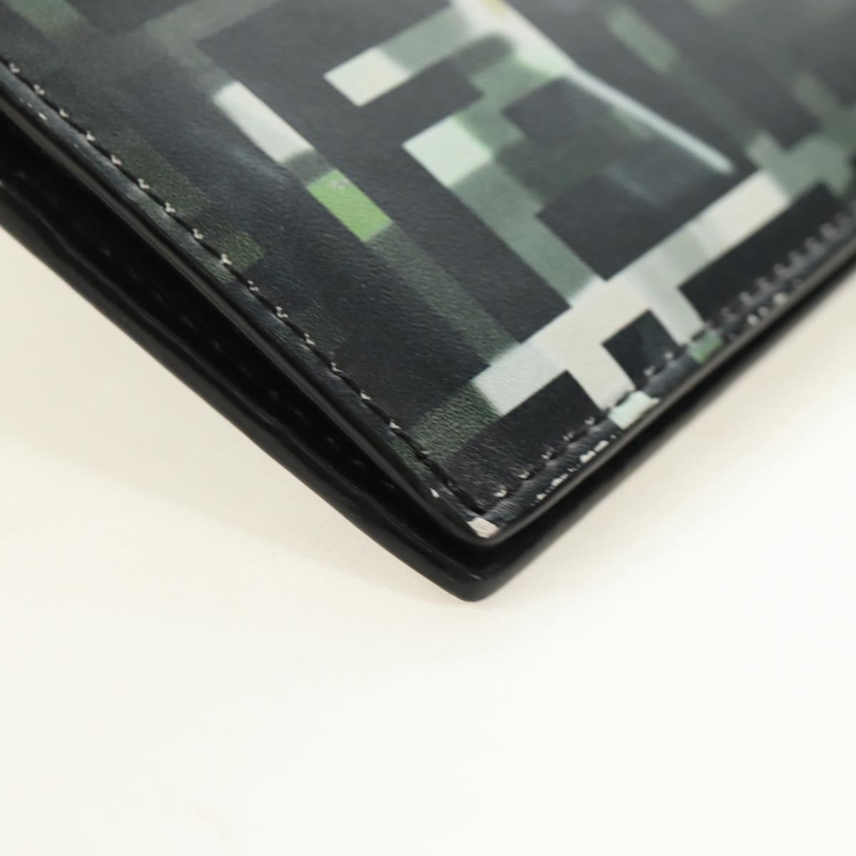 FENDI Zucca Canvas Bifold Wallet Leather Green Black Auth BA13848A