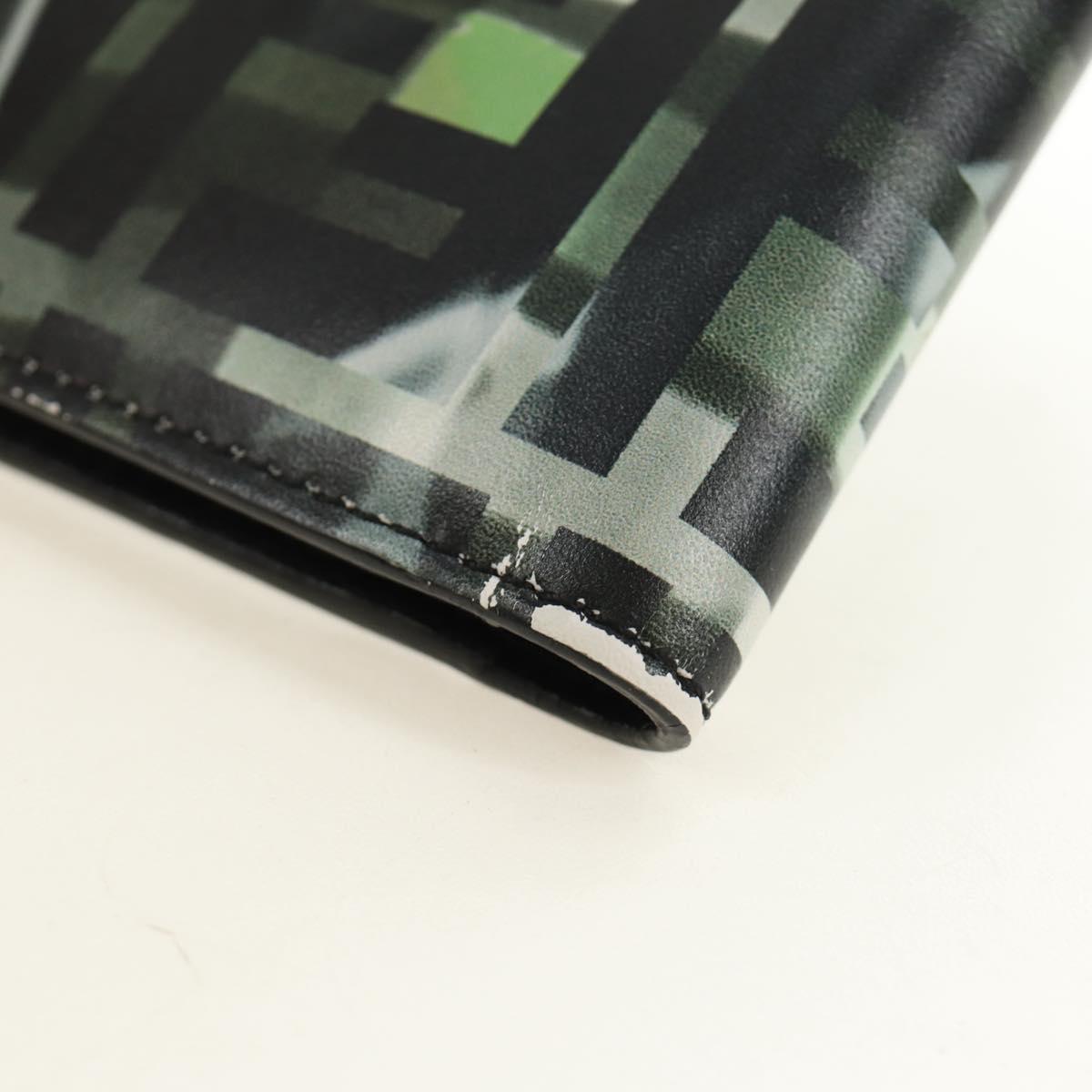 FENDI Zucca Canvas Bifold Wallet Leather Green Black Auth BA13848A