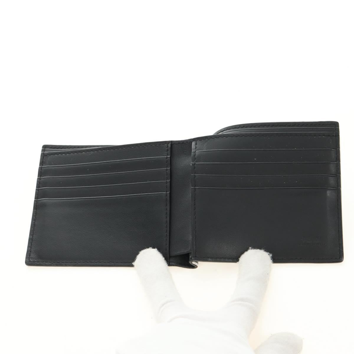 FENDI Zucca Canvas Bifold Wallet Leather Green Black Auth BA13848A