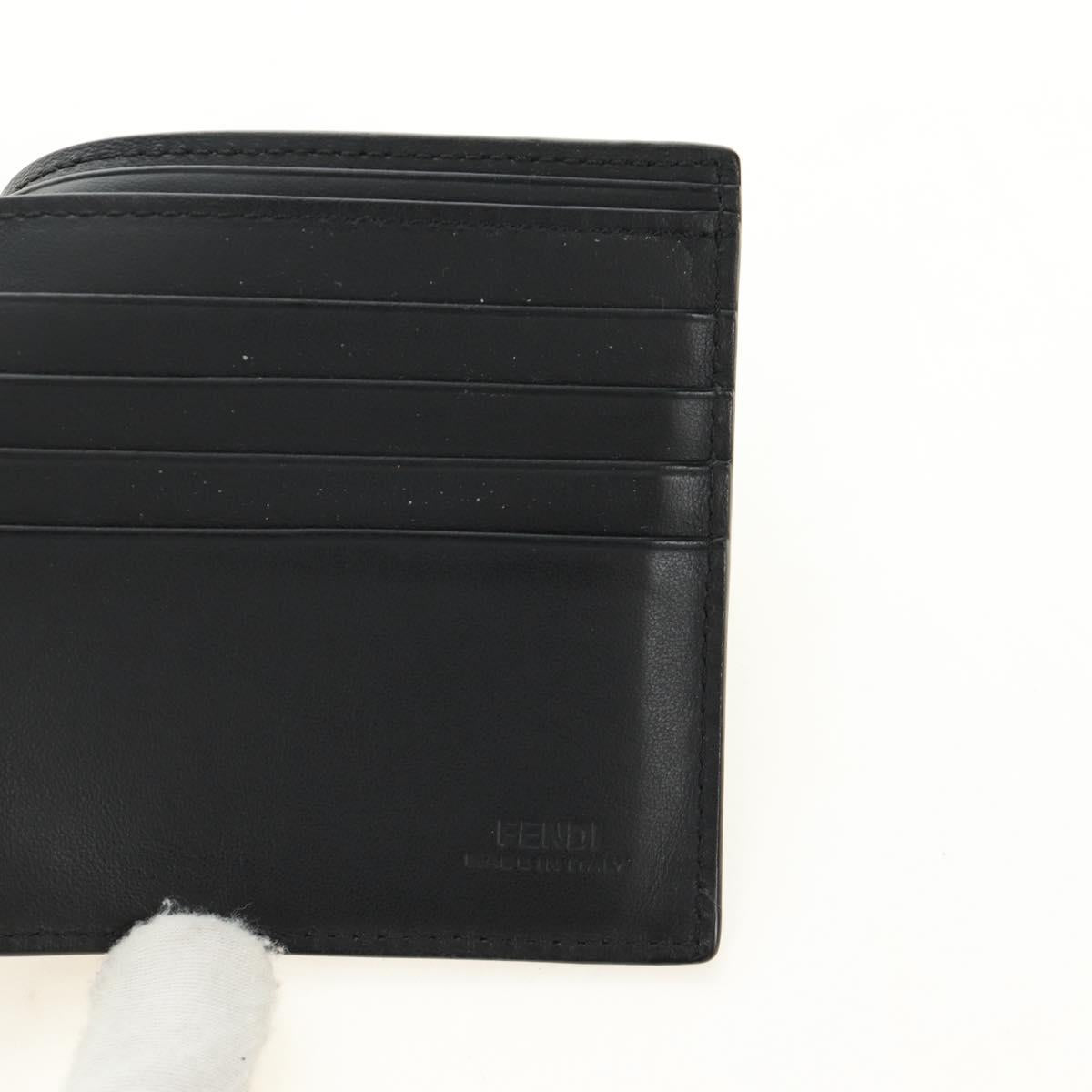FENDI Zucca Canvas Bifold Wallet Leather Green Black Auth BA13848A