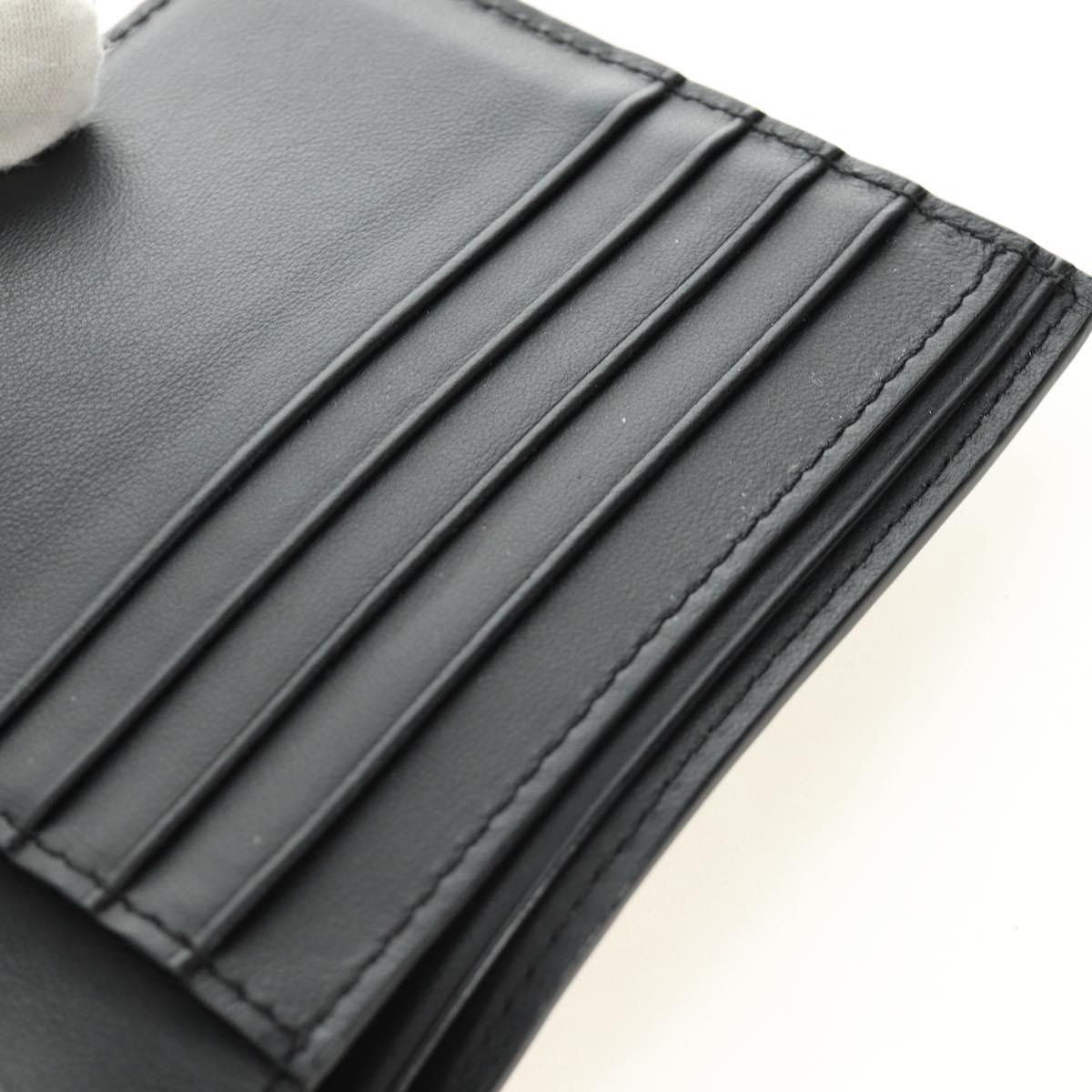FENDI Zucca Canvas Bifold Wallet Leather Green Black Auth BA13848A