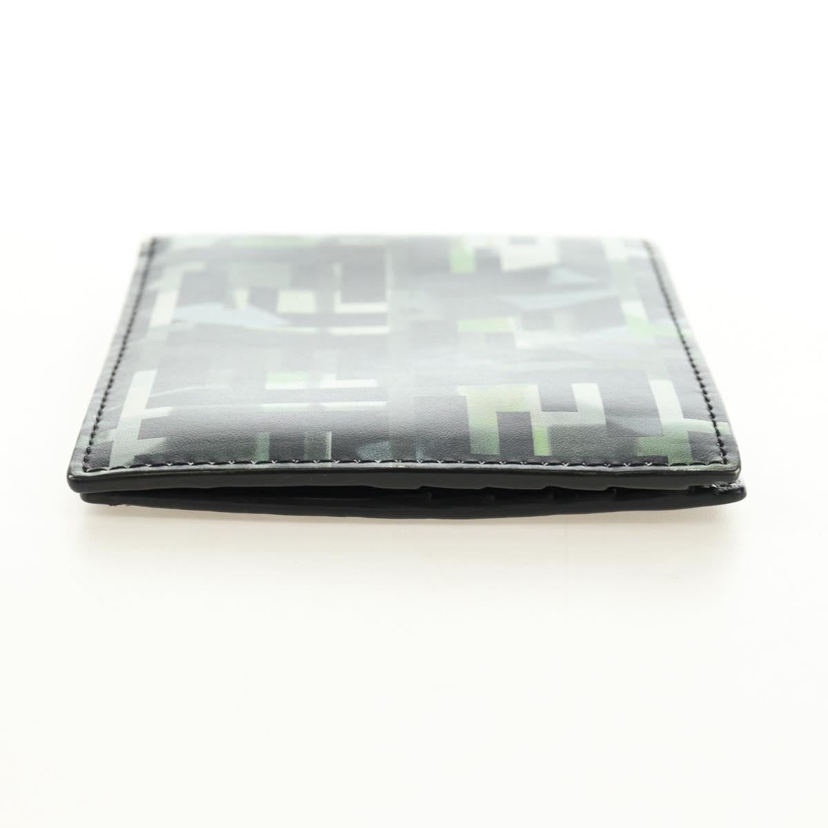 FENDI Zucca Canvas Bifold Wallet Leather Green Black Auth BA13848A