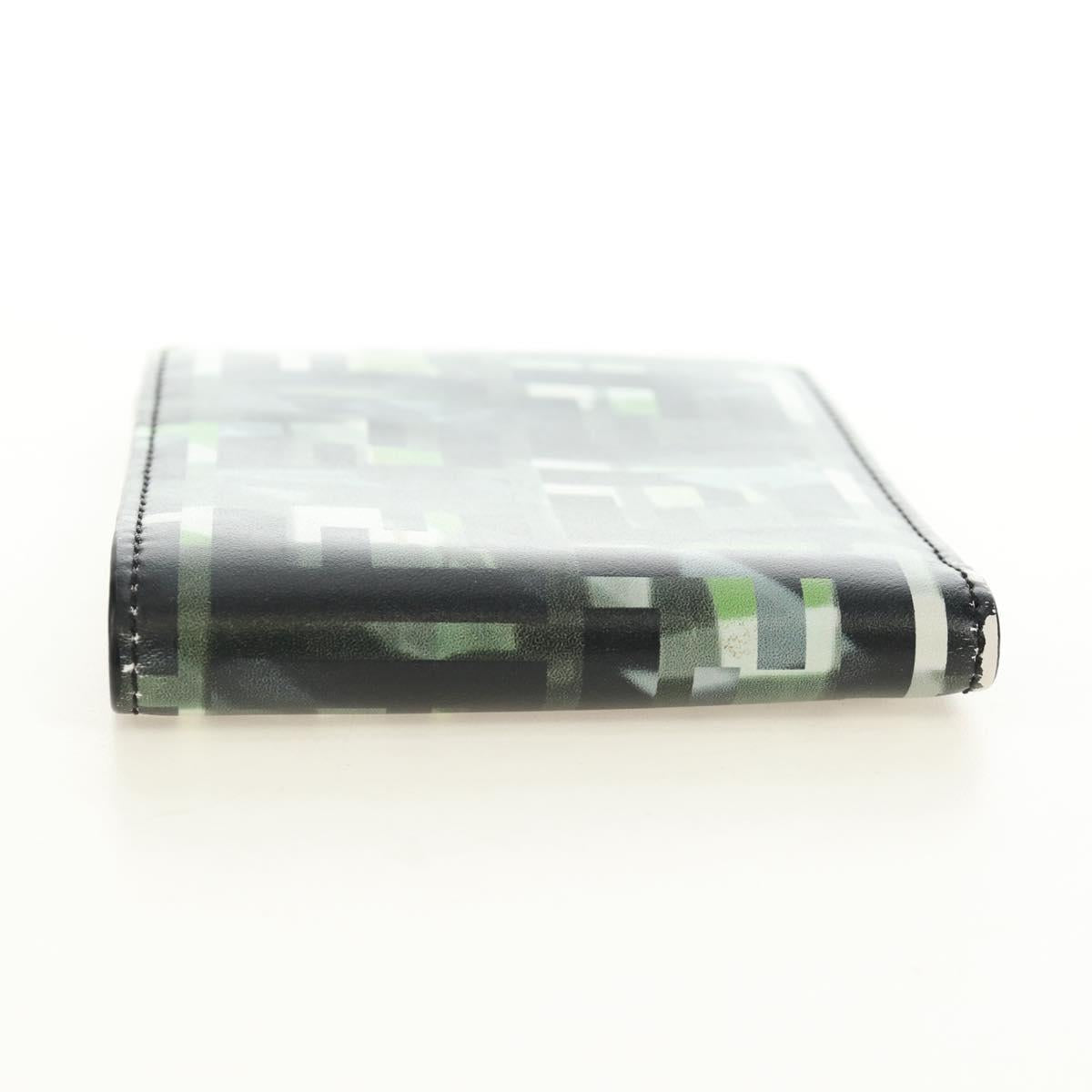 FENDI Zucca Canvas Bifold Wallet Leather Green Black Auth BA13848A