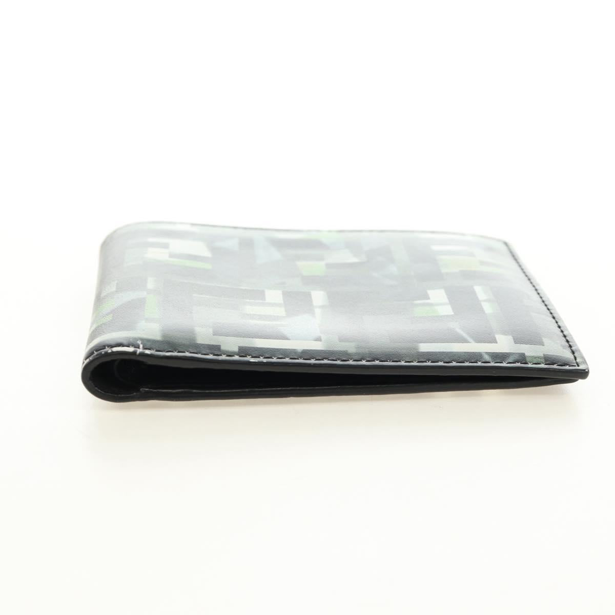 FENDI Zucca Canvas Bifold Wallet Leather Green Black Auth BA13848A