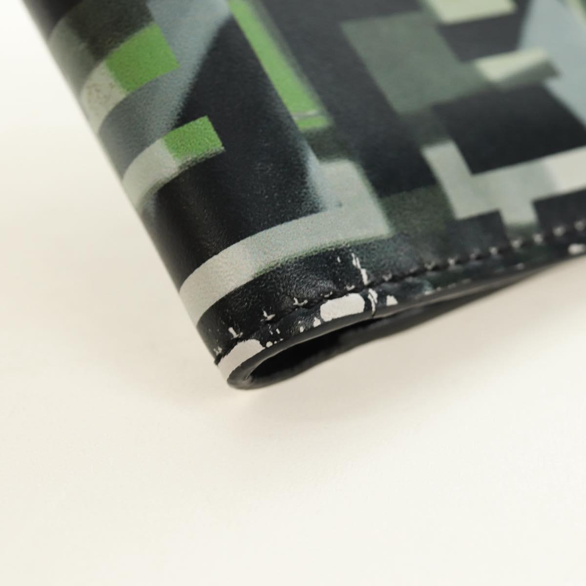 FENDI Zucca Canvas Bifold Wallet Leather Green Black Auth BA13848A