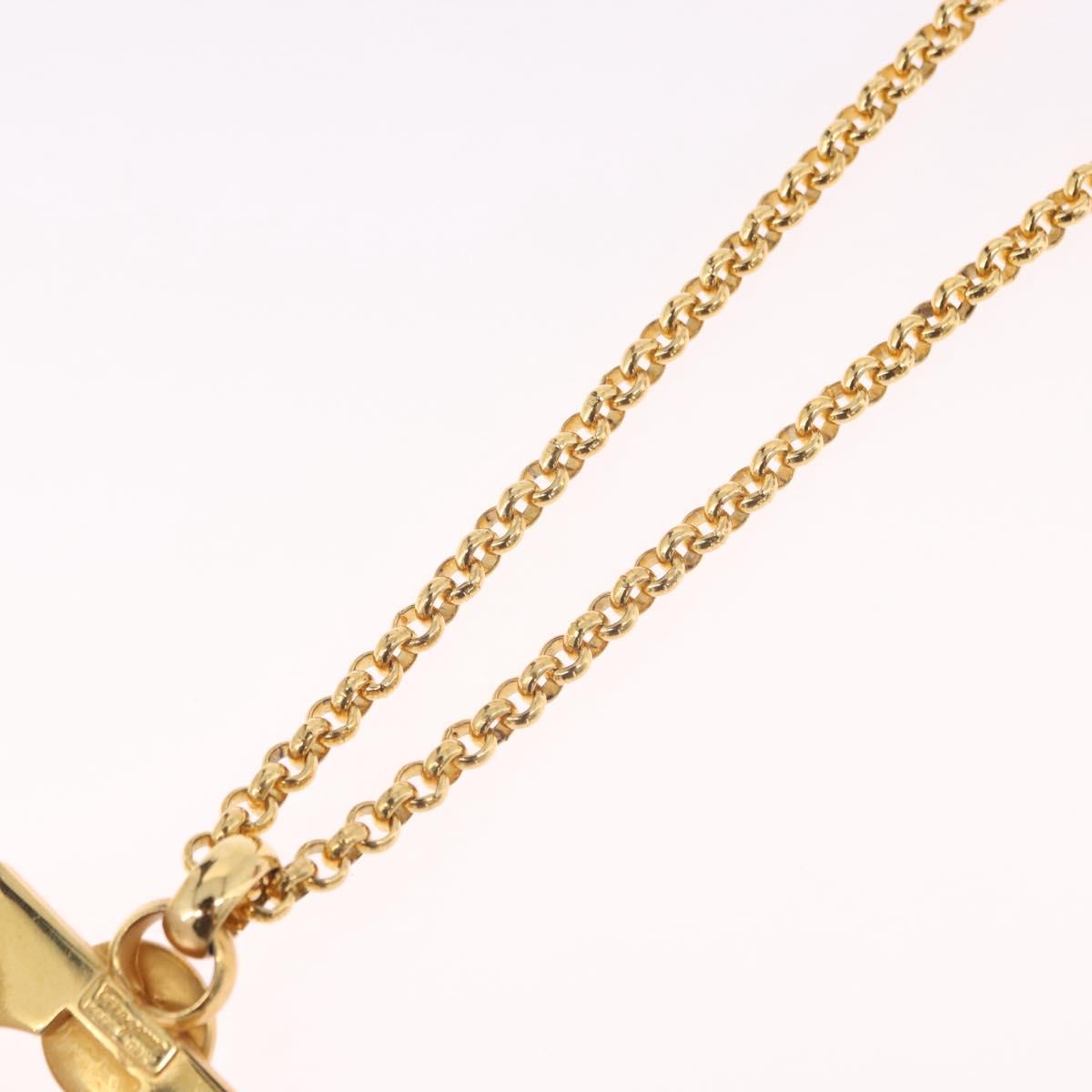 Salvatore Ferragamo Gancini Necklace Metal Gold Tone Auth BA13851V