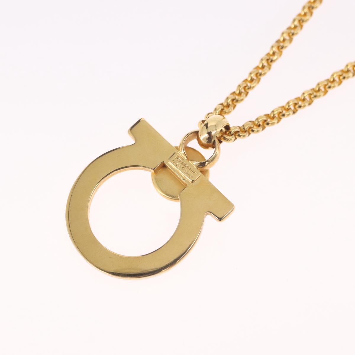 Salvatore Ferragamo Gancini Necklace Metal Gold Tone Auth BA13851V