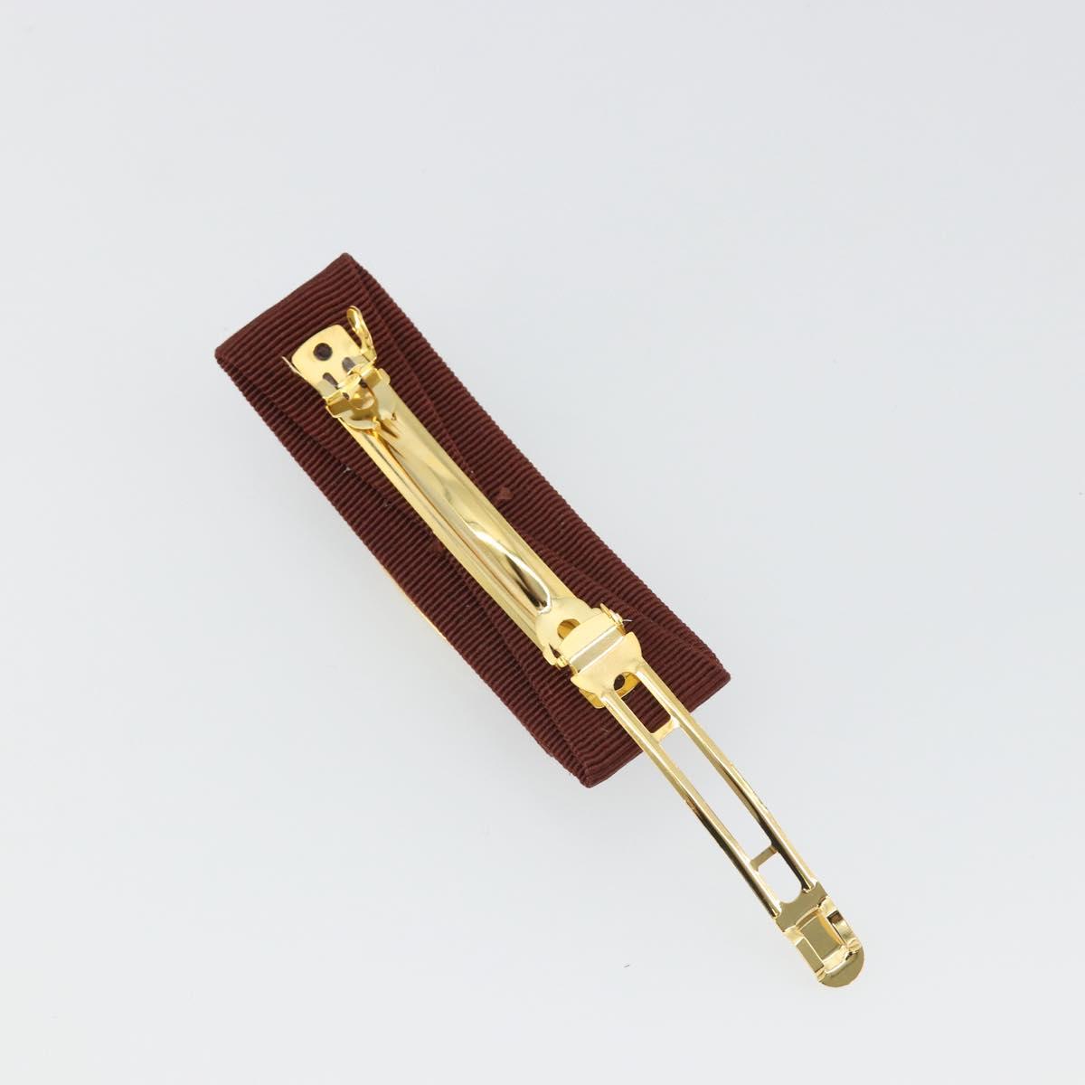 Salvatore Ferragamo Valletta Hair clip metal Brown Gold Auth BA13852V