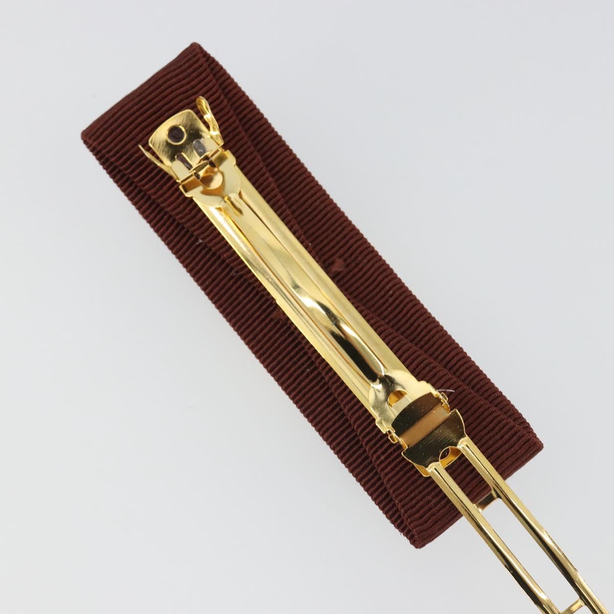 Salvatore Ferragamo Valletta Hair clip metal Brown Gold Auth BA13852V