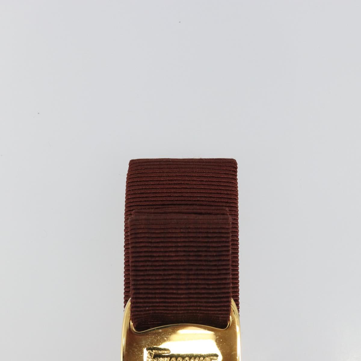 Salvatore Ferragamo Valletta Hair clip metal Brown Gold Auth BA13852V