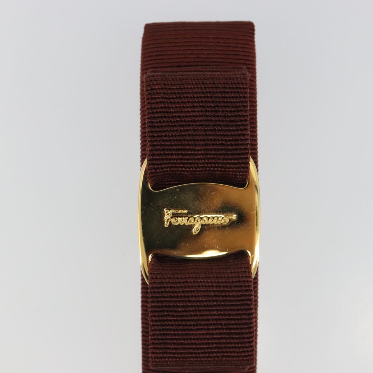 Salvatore Ferragamo Valletta Hair clip metal Brown Gold Auth BA13852V