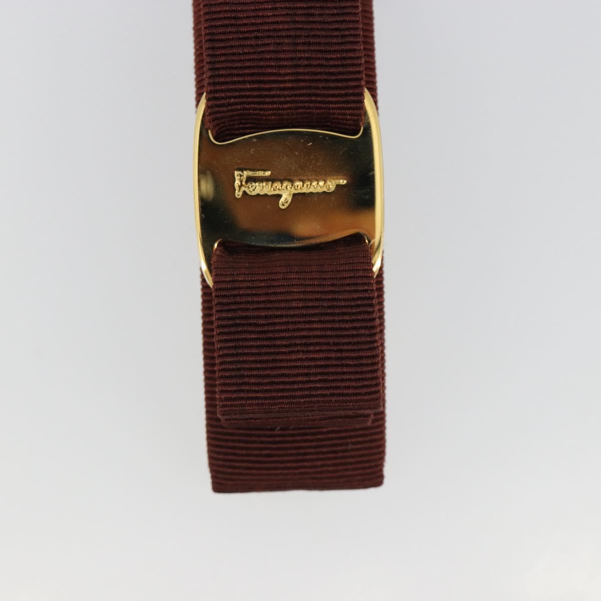 Salvatore Ferragamo Valletta Hair clip metal Brown Gold Auth BA13852V