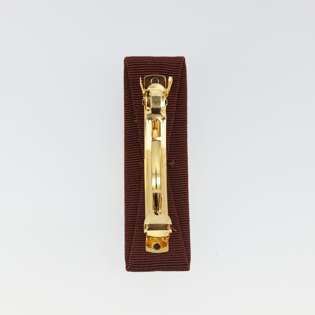 Salvatore Ferragamo Valletta Hair clip metal Brown Gold Auth BA13852V