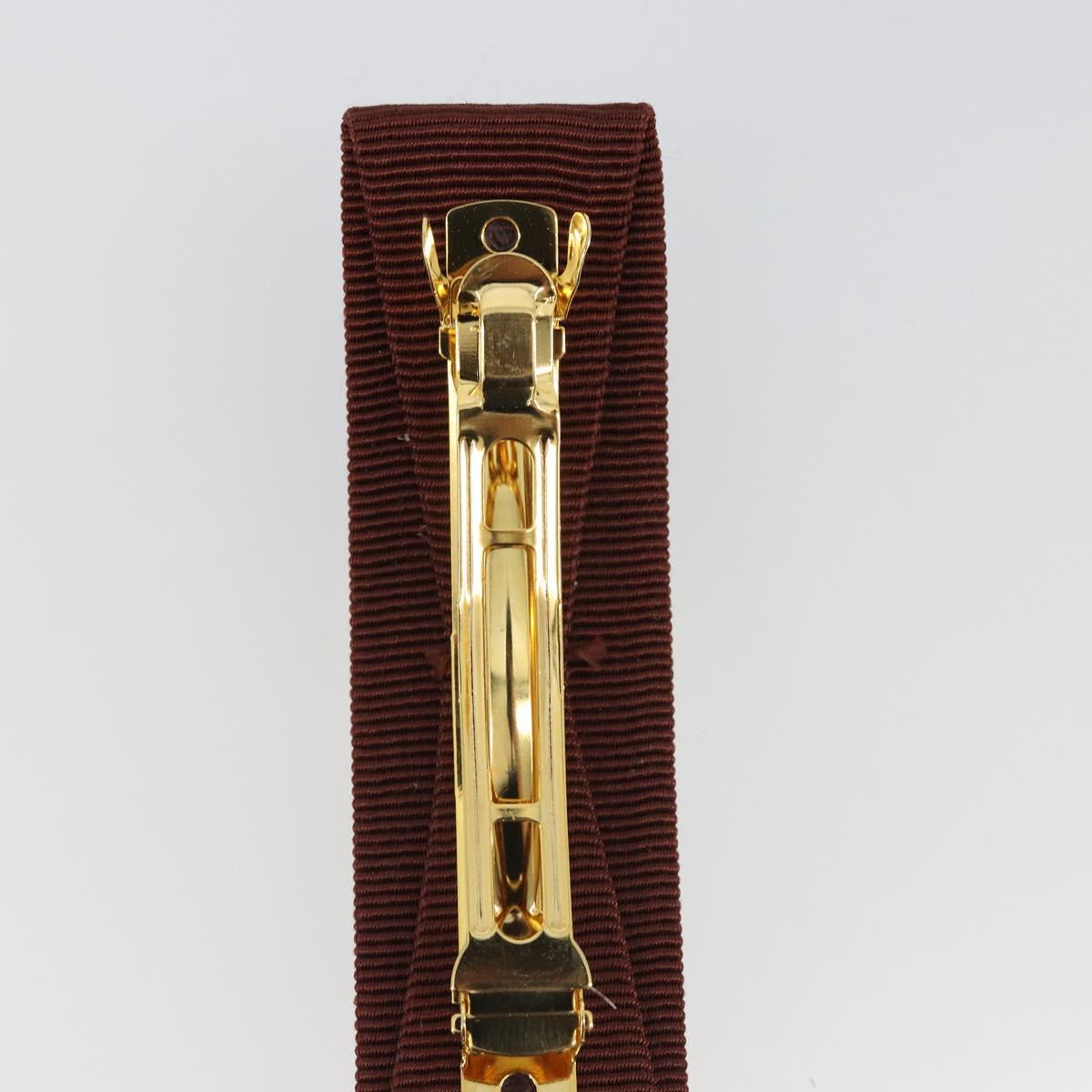 Salvatore Ferragamo Valletta Hair clip metal Brown Gold Auth BA13852V
