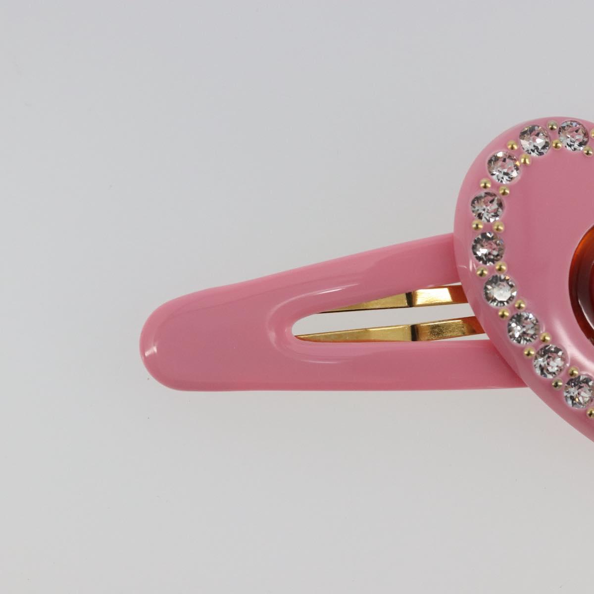 GUCCI Barrette Hair clip plastic Pink Gold Auth BA13853M