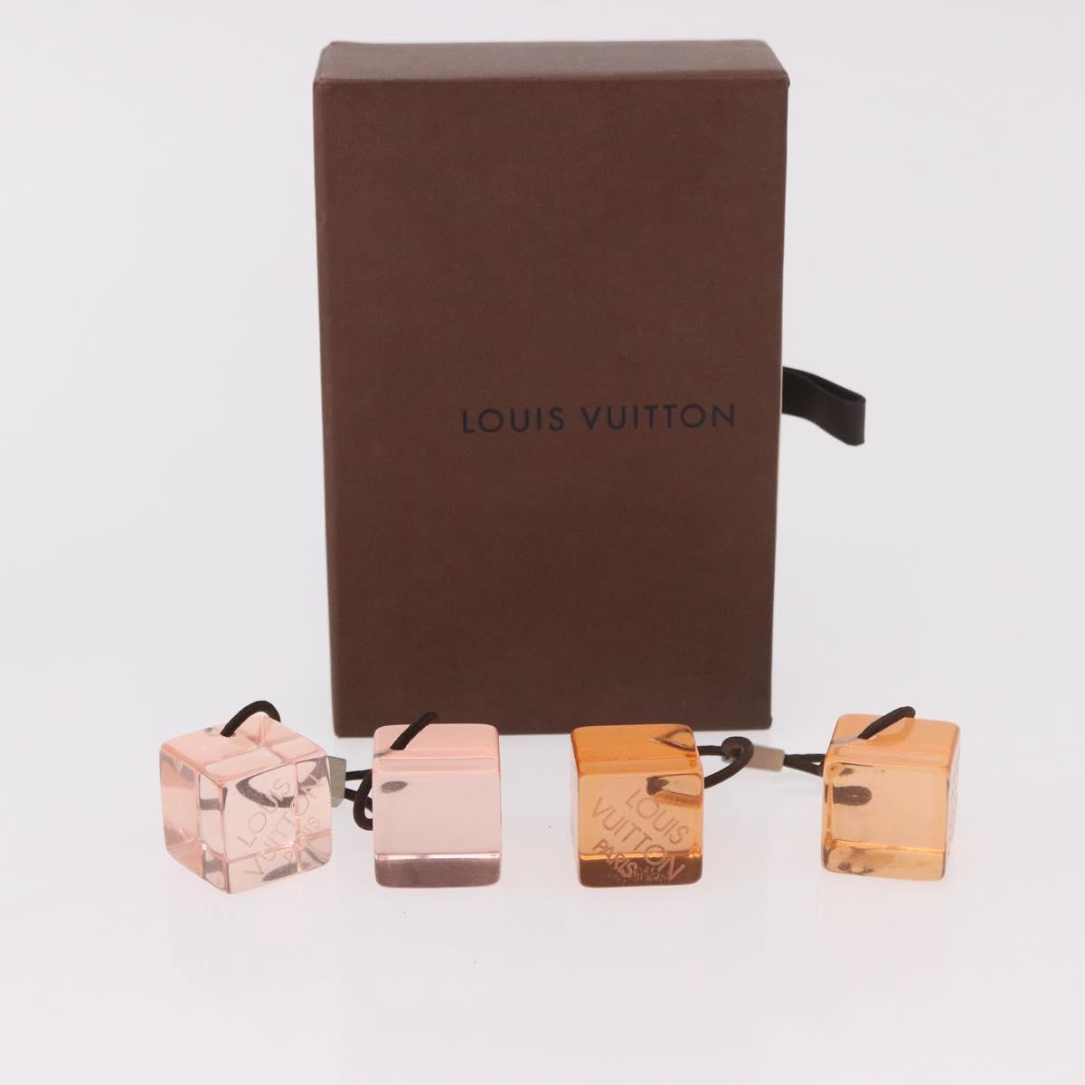 LOUIS VUITTON Hair Cube Unclean Hair Tie plastic 2 Set Orange LV Auth BA13858
