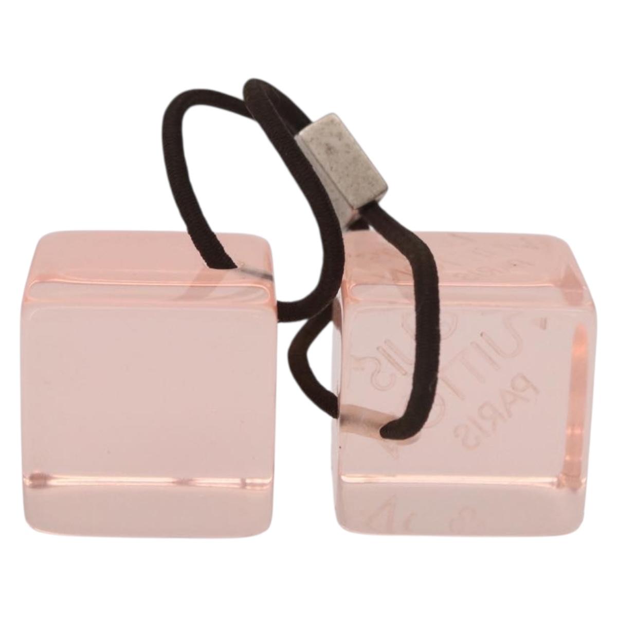 LOUIS VUITTON Hair Cube Unclean Hair Tie plastic 2 Set Orange LV Auth BA13858