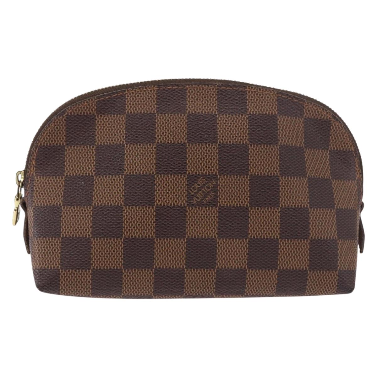 LOUIS VUITTON Damier Ebene Pochette Cosmetic PM Pouch N47516 LV Auth BA13860