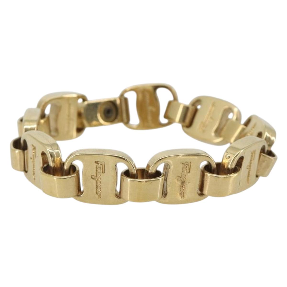 Salvatore Ferragamo Vala Bracelet metal Gold Auth BA13863A