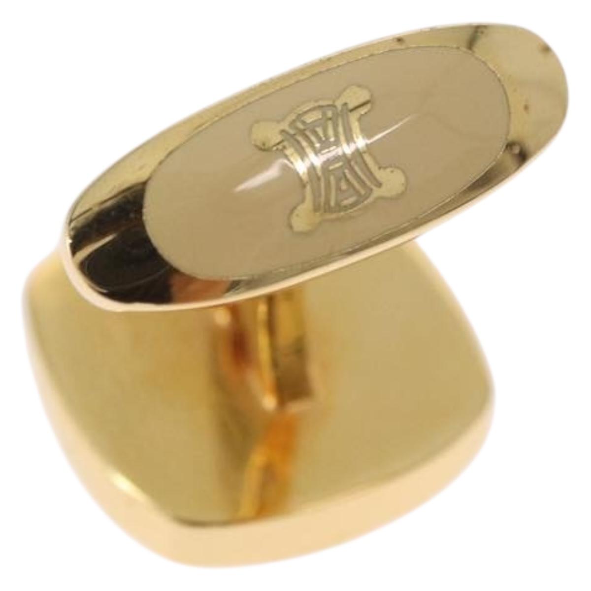 CELINE Nek Tie Pin Cuffs metal Gold Tone Auth BA13864V