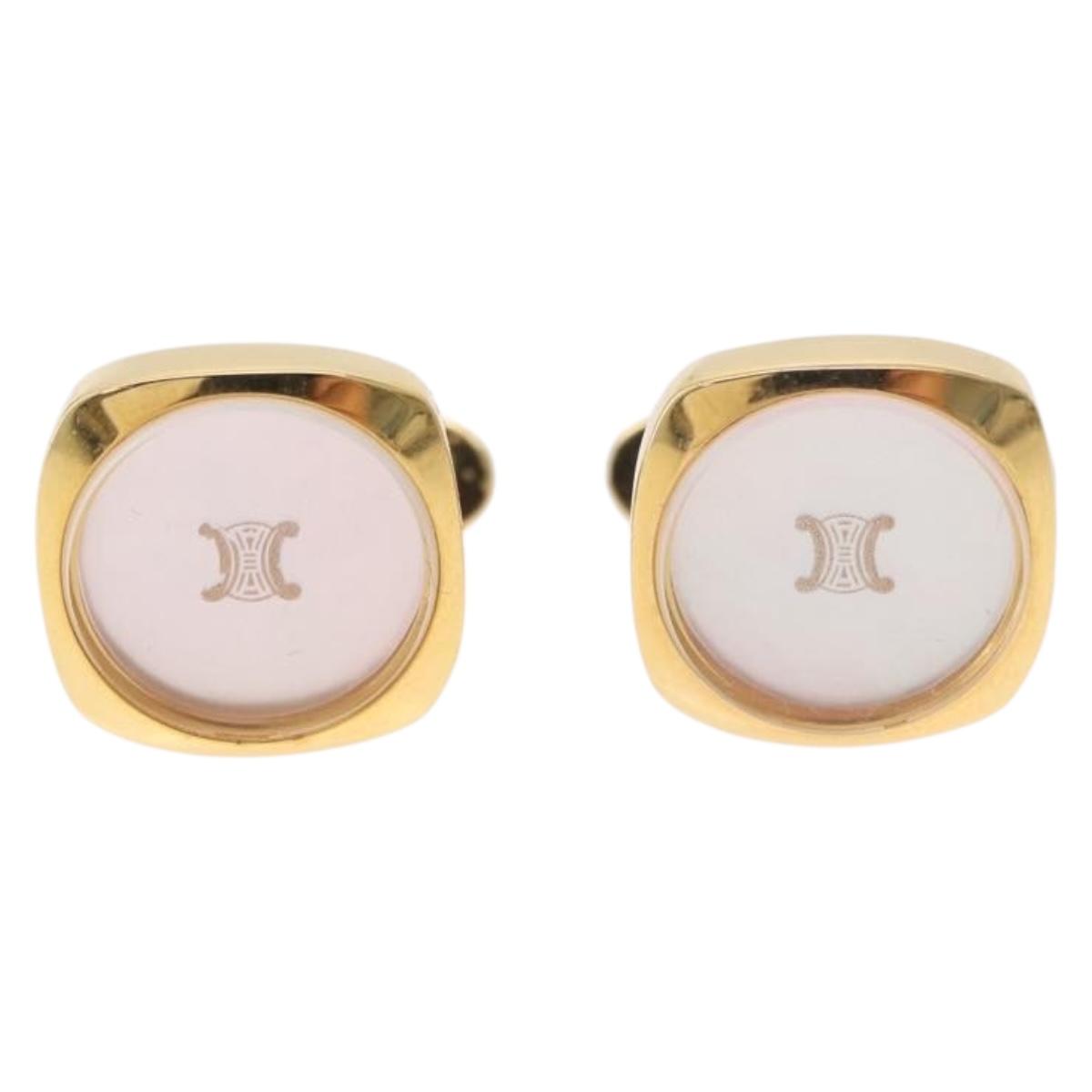 CELINE Nek Tie Pin Cuffs metal Gold Tone Auth BA13864V