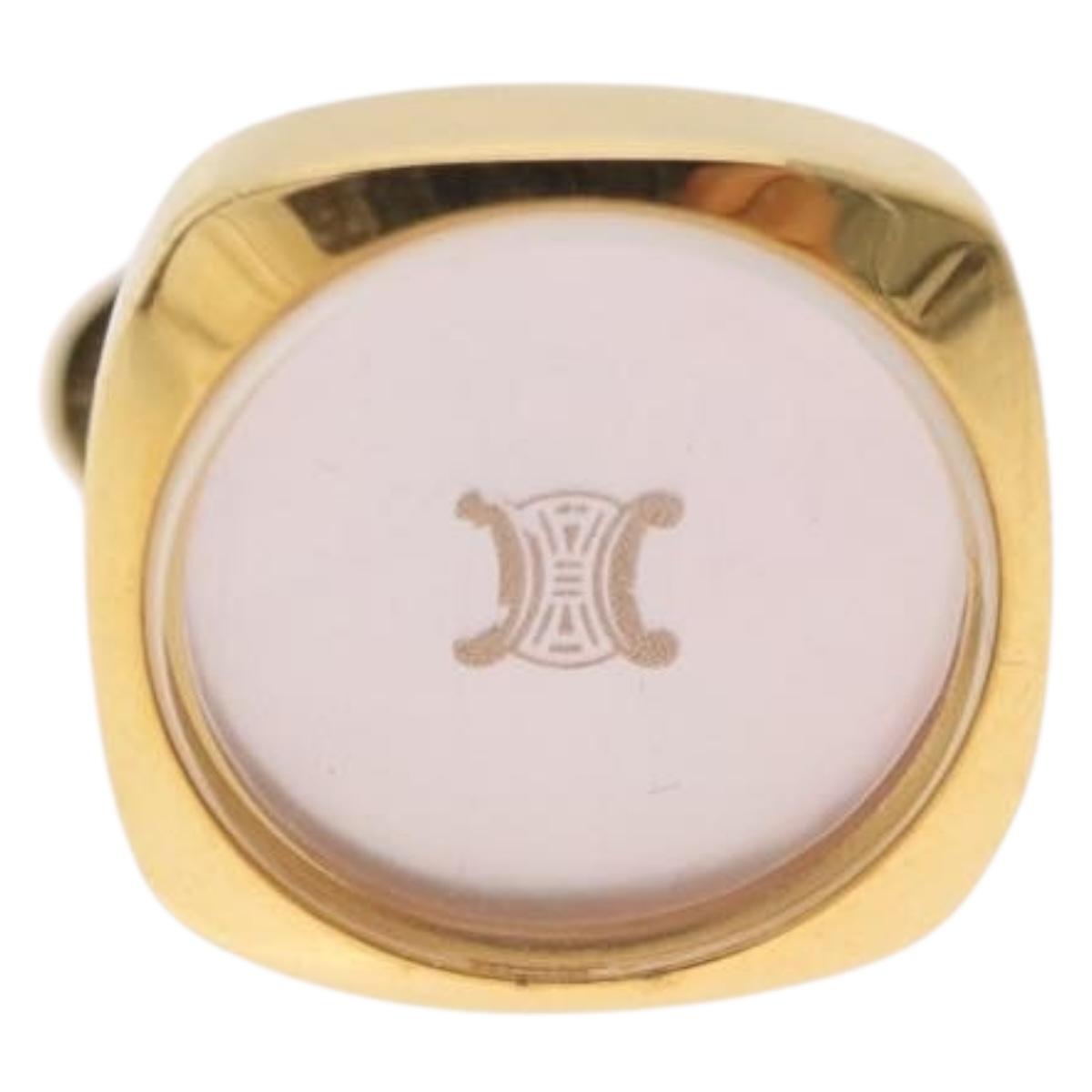 CELINE Nek Tie Pin Cuffs metal Gold Tone Auth BA13864V