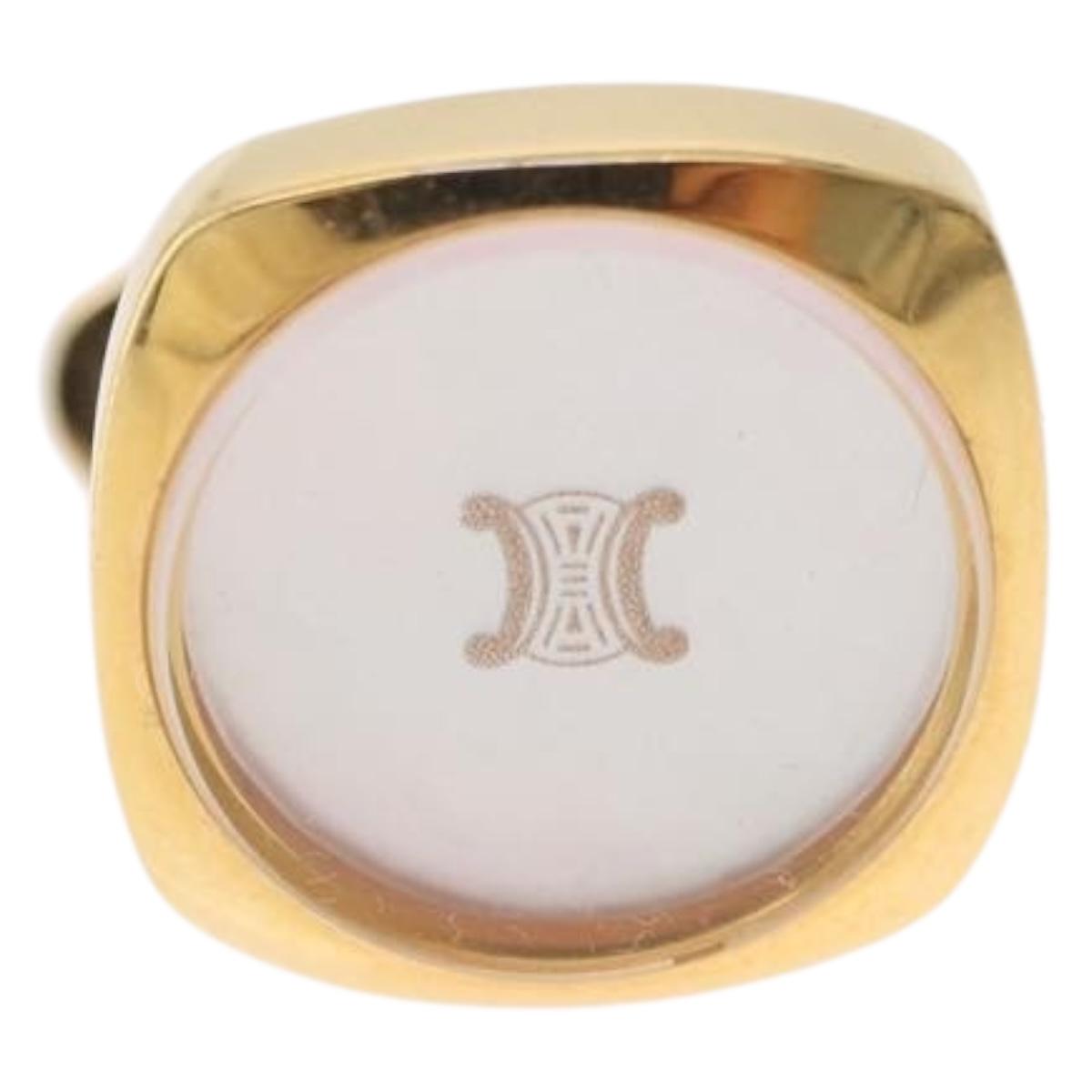 CELINE Nek Tie Pin Cuffs metal Gold Tone Auth BA13864V