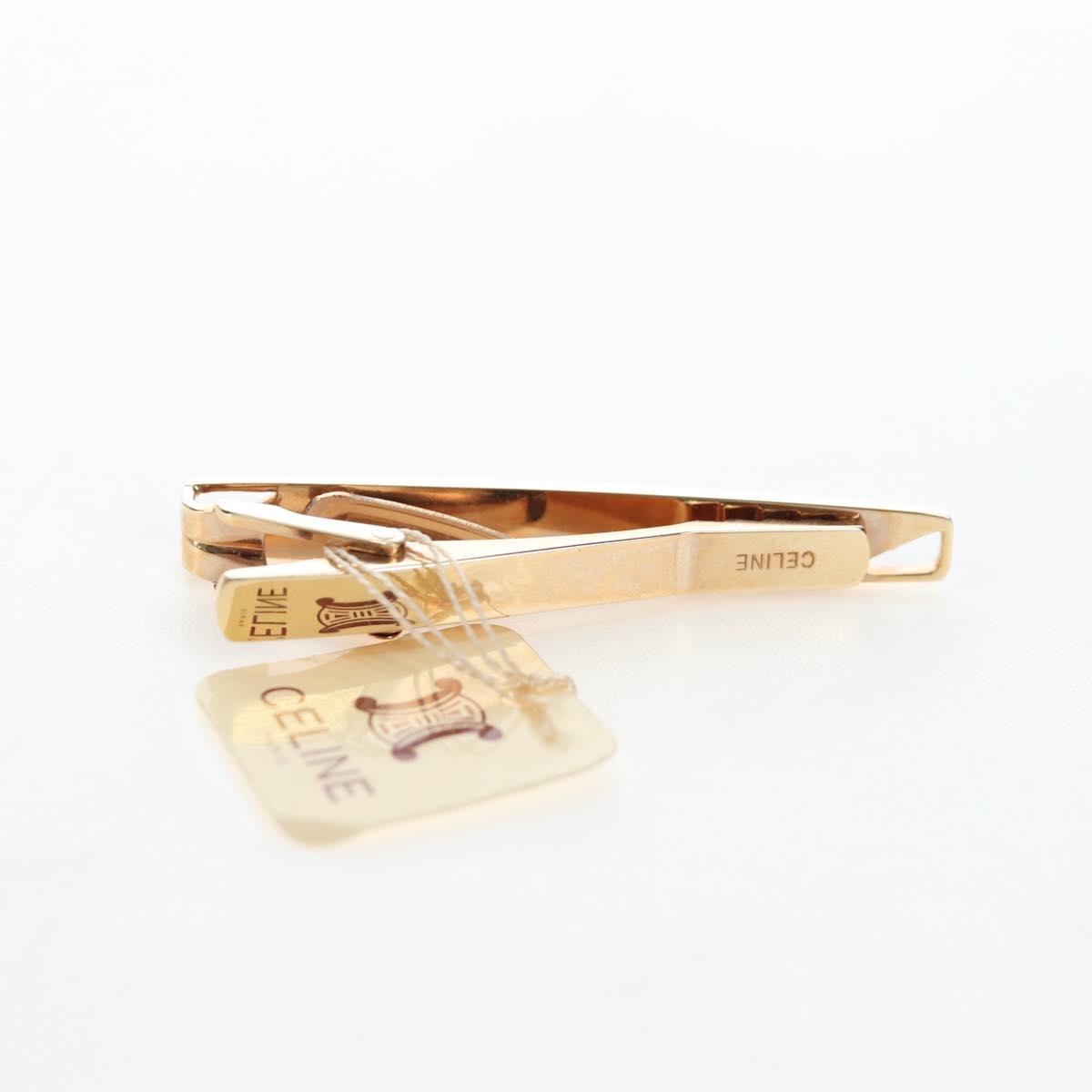 CELINE Nek Tie Pin Cuffs metal 4 Set Gold Tone Auth BA13869