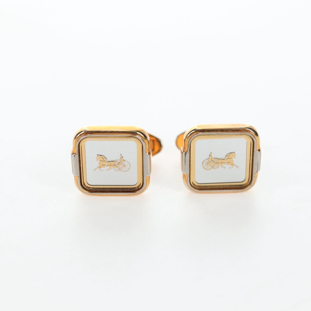 CELINE Nek Tie Pin Cuffs metal 4 Set Gold Tone Auth BA13869