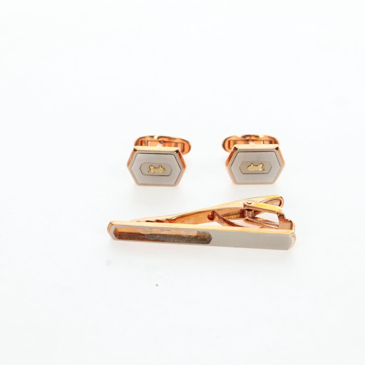 CELINE Nek Tie Pin Cuffs metal 12 Set Gold Tone Auth BA13870