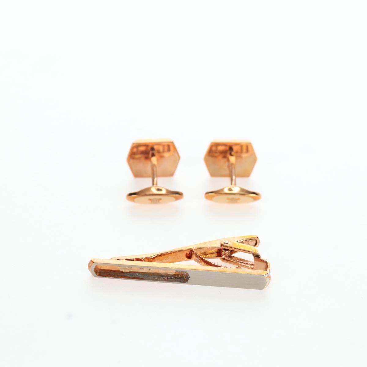 CELINE Nek Tie Pin Cuffs metal 12 Set Gold Tone Auth BA13870