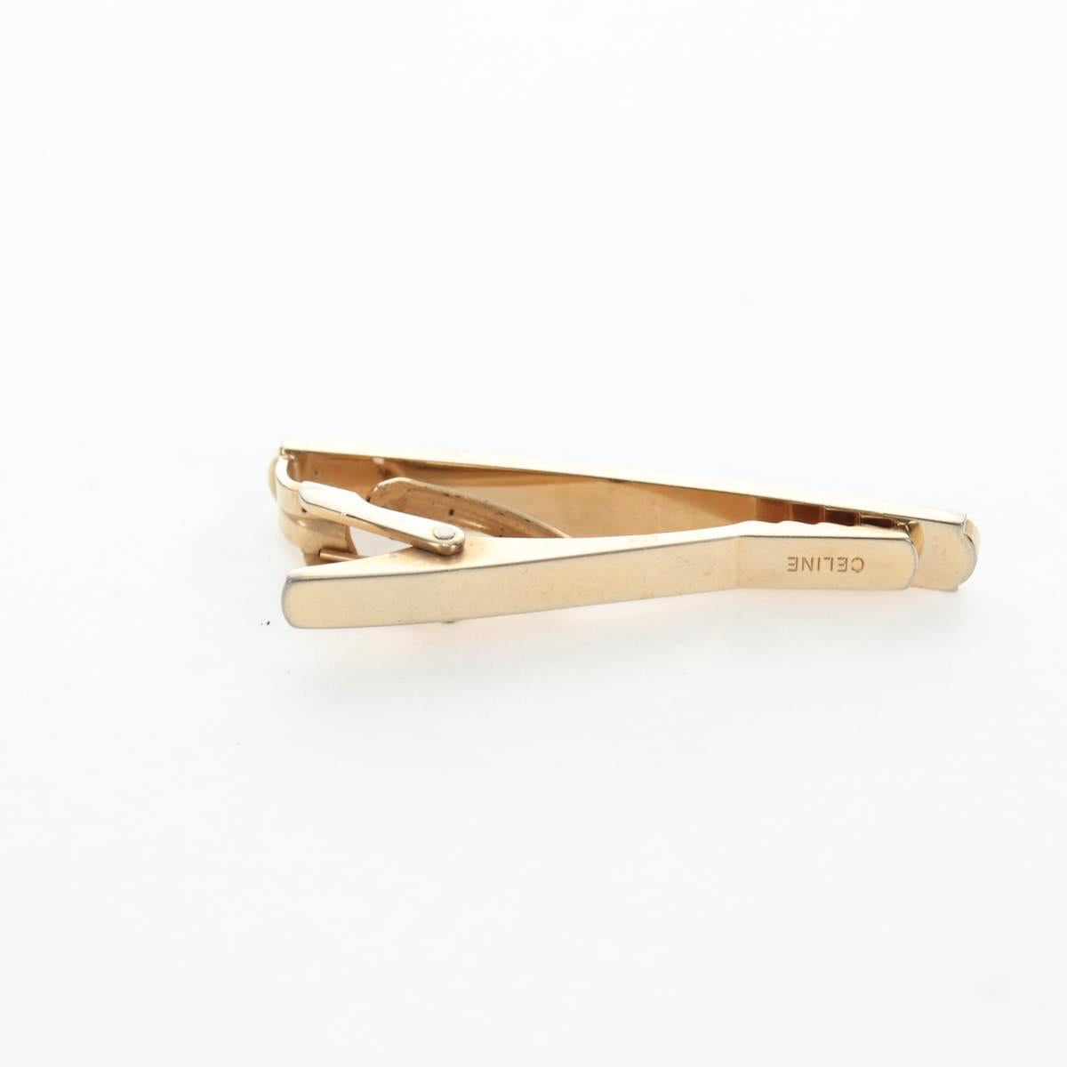 CELINE Nek Tie Pin Cuffs metal 12 Set Gold Tone Auth BA13870