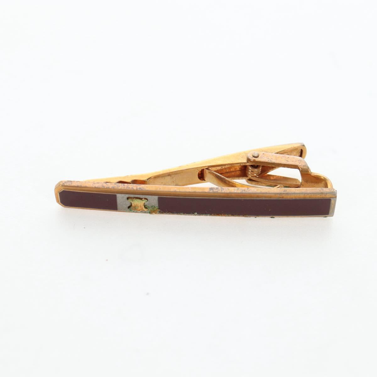 CELINE Nek Tie Pin Cuffs metal 12 Set Gold Tone Auth BA13870