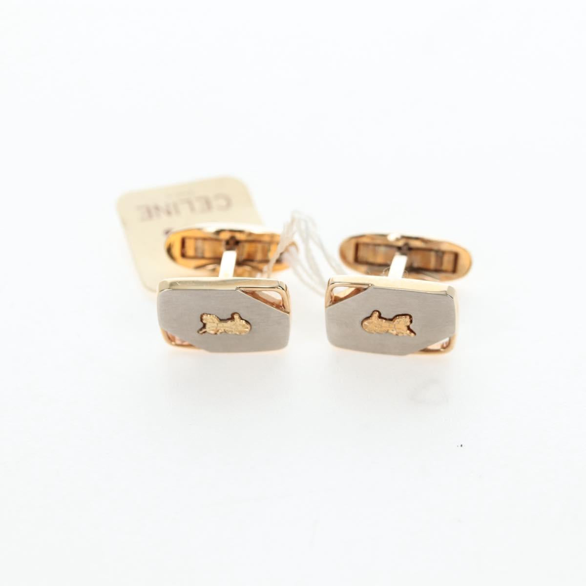 CELINE Nek Tie Pin Cuffs metal 12 Set Gold Tone Auth BA13870