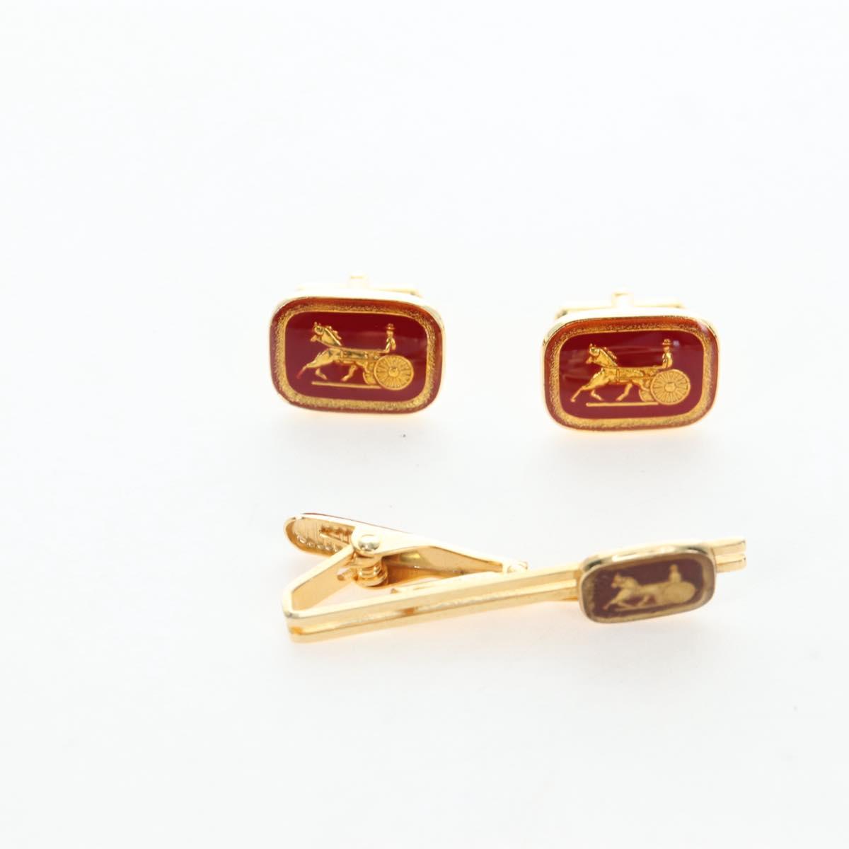 CELINE Nek Tie Pin Cuffs metal 12 Set Gold Tone Auth BA13870