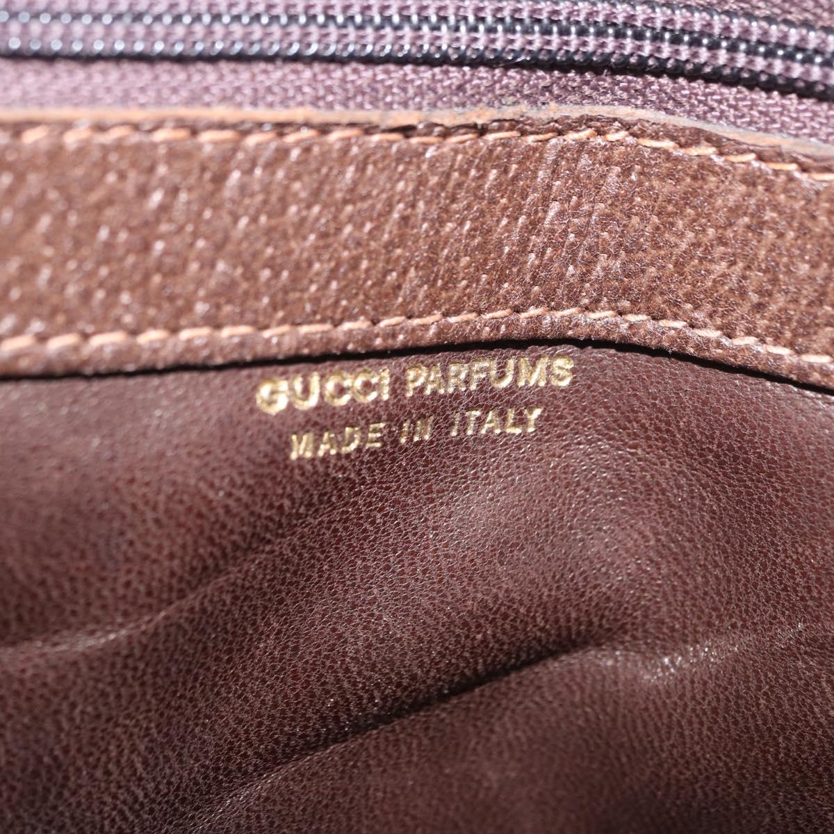 GUCCI GG Supreme Web Sherry Line Pouch PVC Beige Gold Auth BA13871