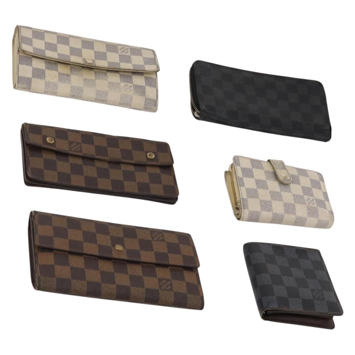 LOUIS VUITTON Damier Azur Damier Ebene Wallet 6 Set LV Auth BA13874