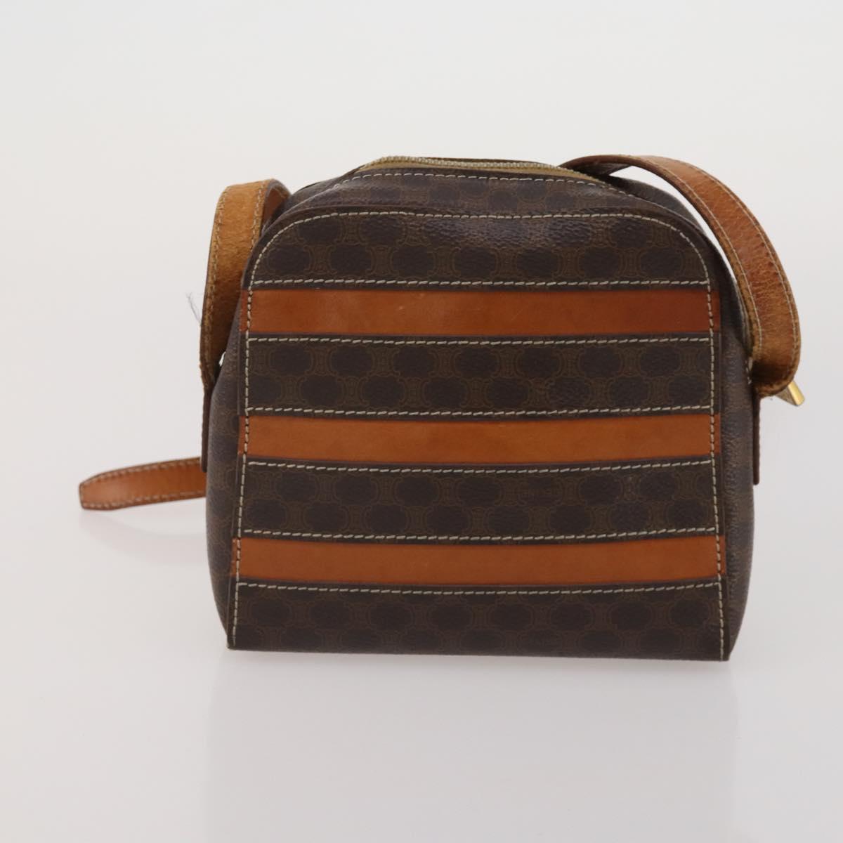 CELINE Macadam Canvas Shoulder Bag PVC Leather 5 Set Brown Auth BA13881