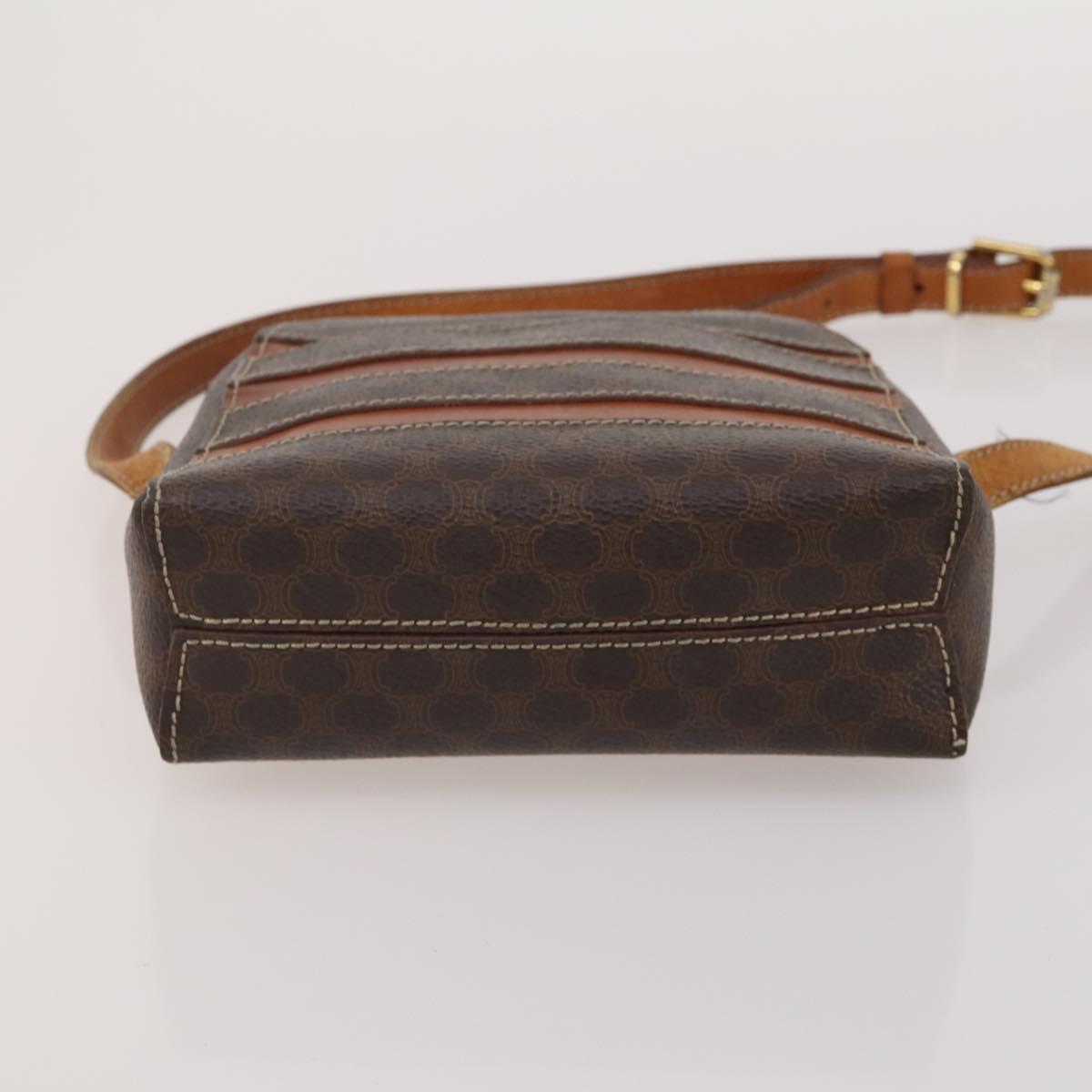 CELINE Macadam Canvas Shoulder Bag PVC Leather 5 Set Brown Auth BA13881