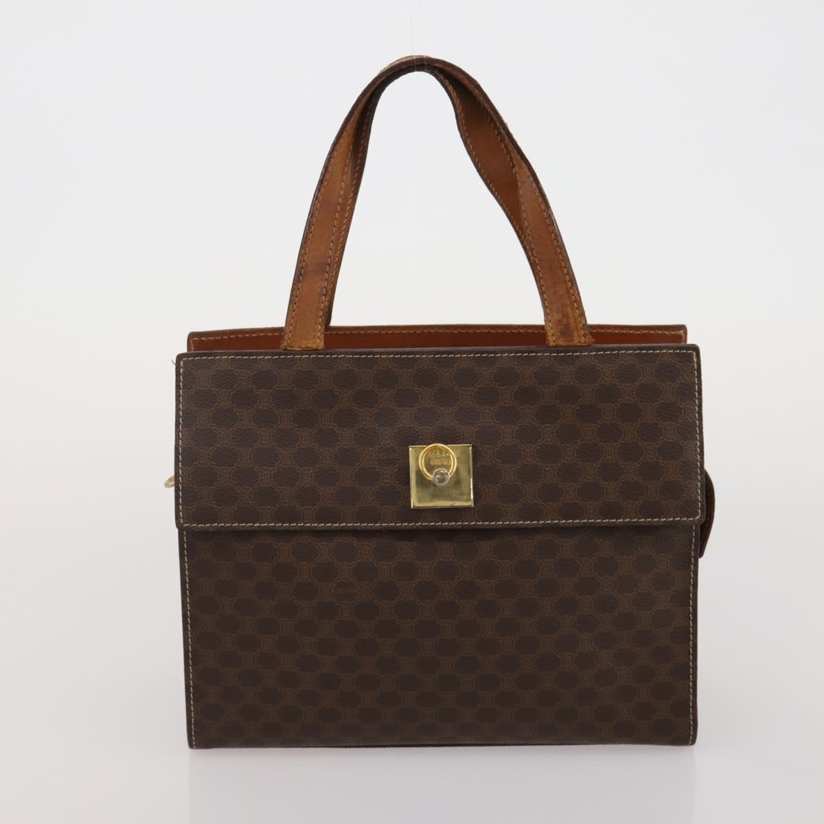 CELINE Macadam Canvas Shoulder Bag PVC Leather 5 Set Brown Auth BA13881