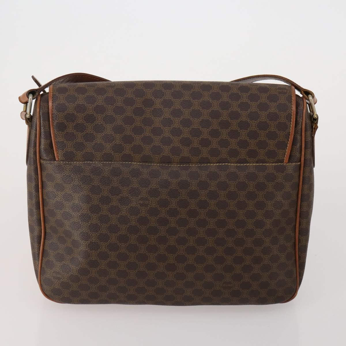 CELINE Macadam Canvas Shoulder Bag PVC Leather 5 Set Brown Auth BA13881