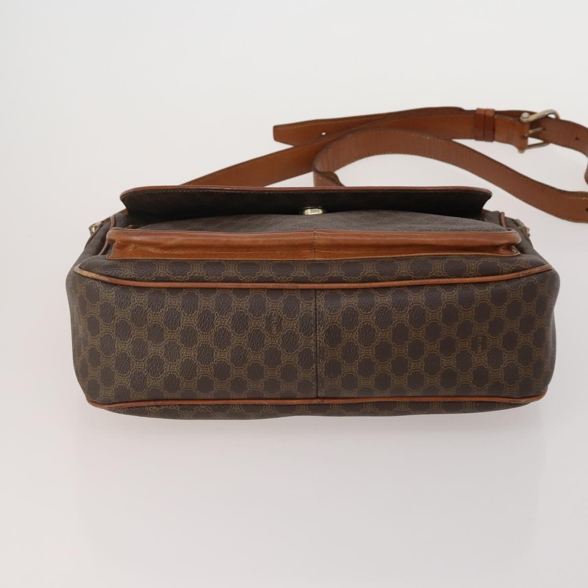 CELINE Macadam Canvas Shoulder Bag PVC Leather 5 Set Brown Auth BA13881