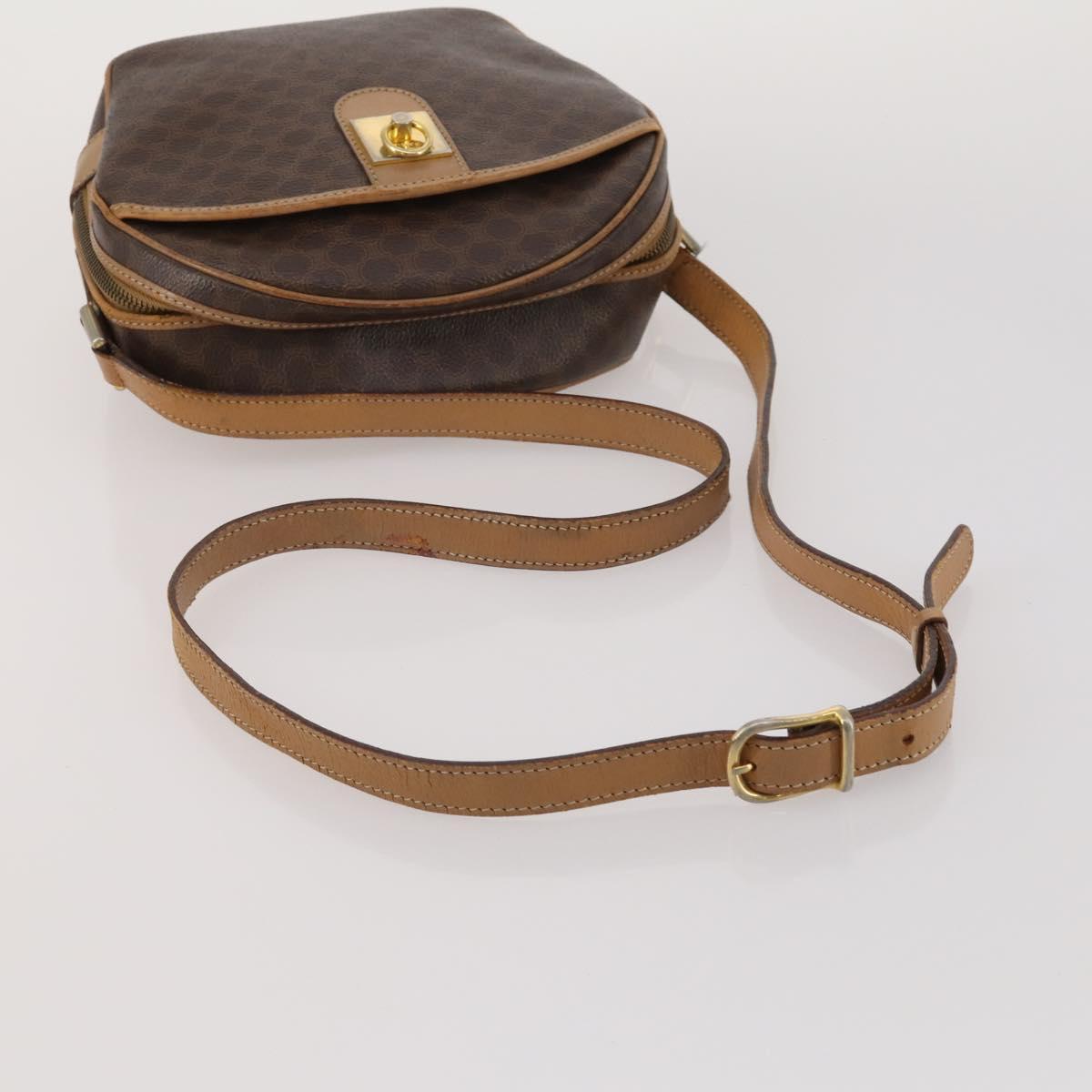 CELINE Macadam Canvas Shoulder Bag PVC Leather 5 Set Brown Auth BA13881