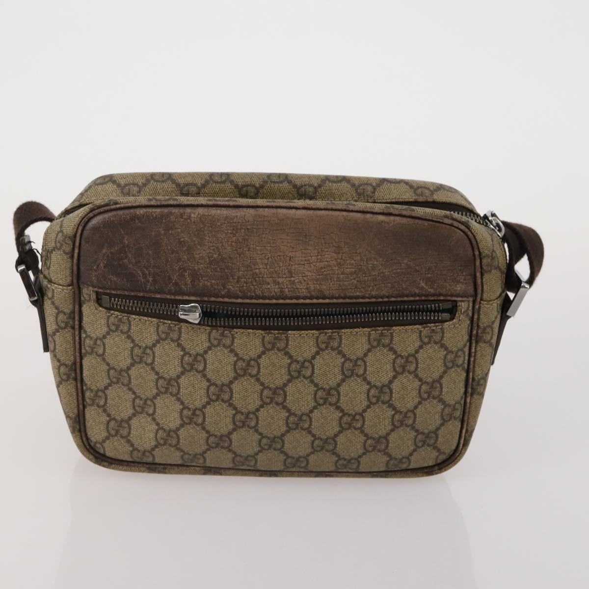 GUCCI GG Supreme Shoulder Bag PVC Nylon 4 Set Black Beige Auth BA13882