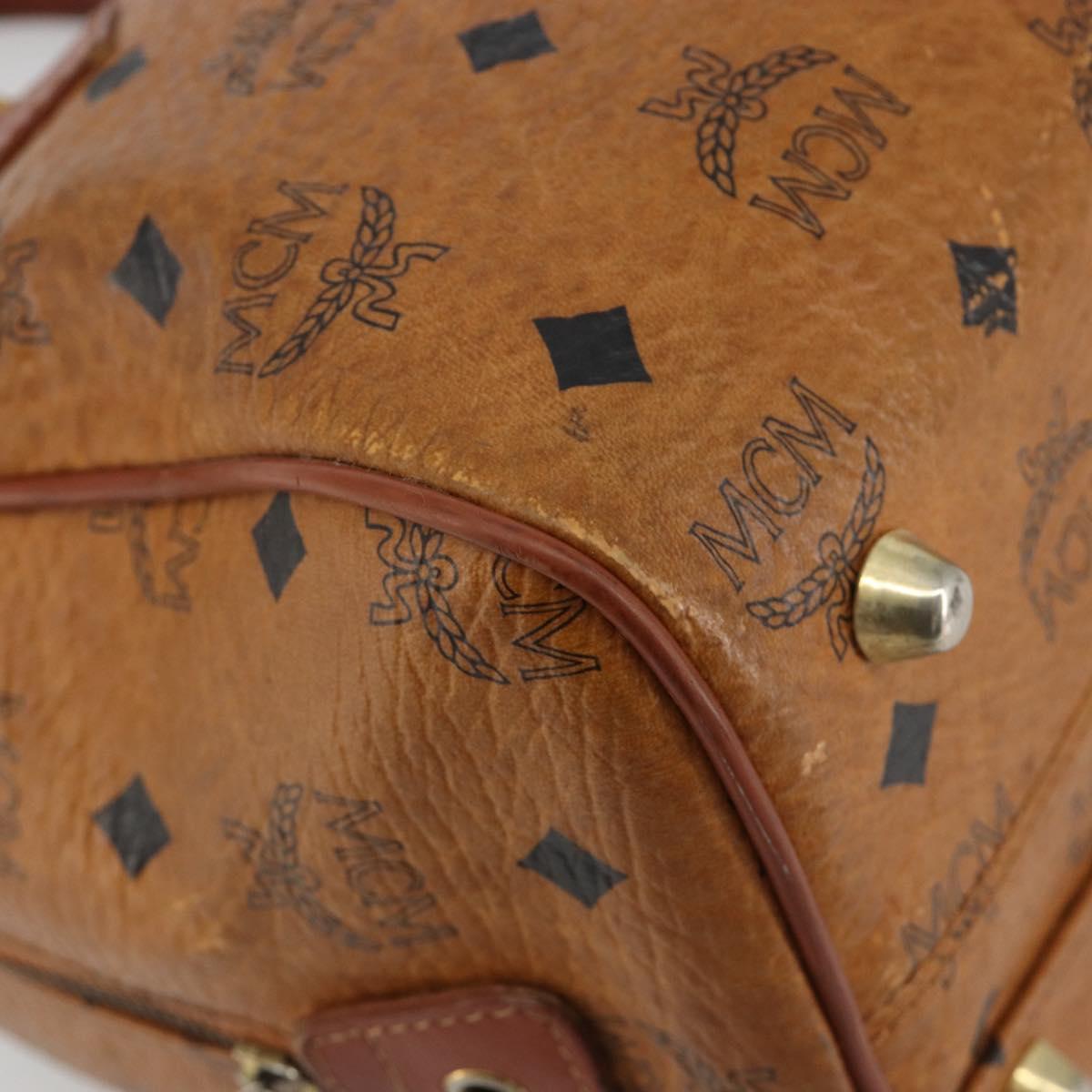 MCM Vicetos Hand Bag PVC Leather Brown Gold Auth BA13884